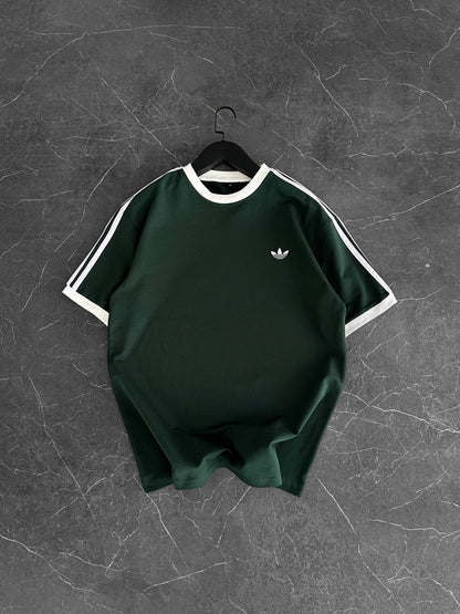 Heritage Stripe Tee - Forest Green