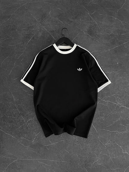 Heritage Stripe Tee - Jet Black