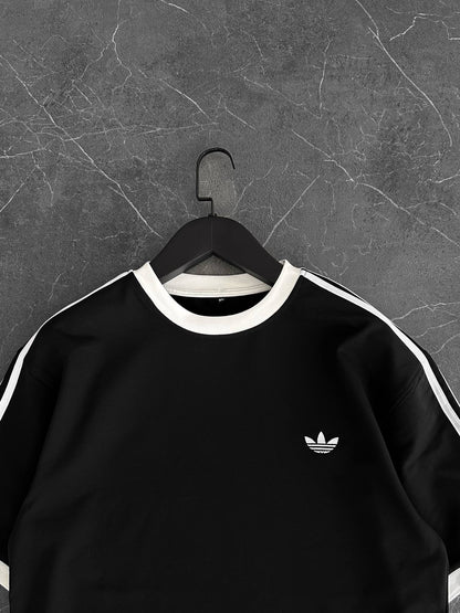 Heritage Stripe Tee - Jet Black