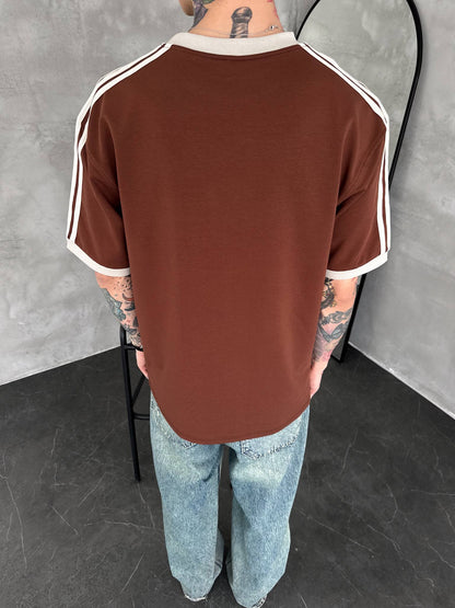 Heritage Stripe Tee - Cocoa Brown