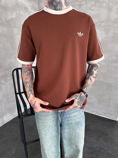 Heritage Stripe Tee - Cocoa Brown