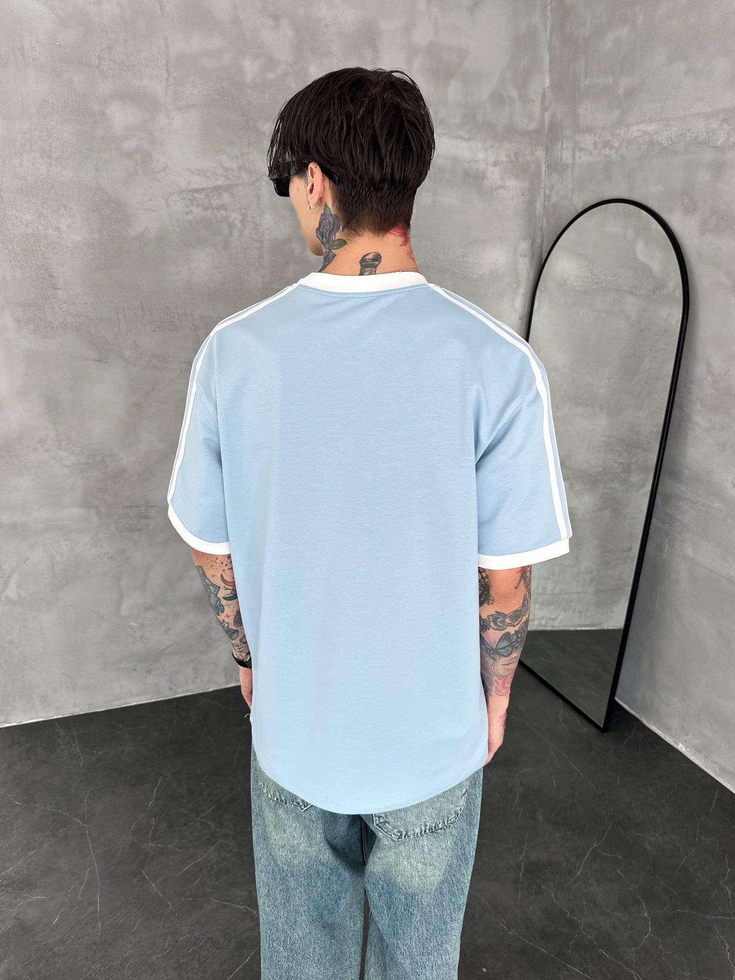 Heritage Stripe Tee - Powder Blue