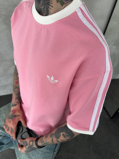 Heritage Stripe Tee - Blush Pink
